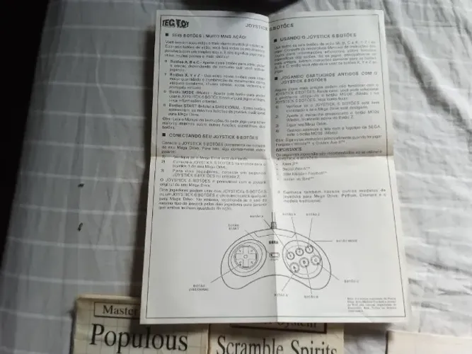 Manual original do controle de 6 botões original para mega drive nacional tec toy