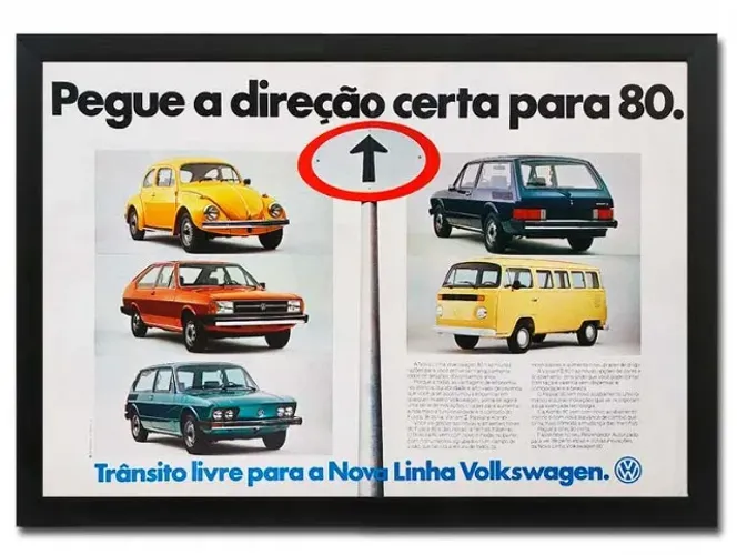 Fusca, Kombi, Passat, Brasília e Variant II 1980 - Quadro decorativo  propaganda original