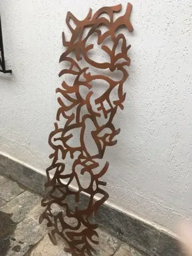 Escultura aço corten/ quadro Lu Abreu