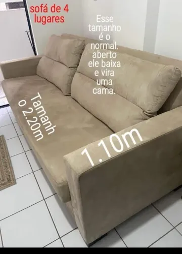 Sofá cama 4 lugares bege em ótimo estado