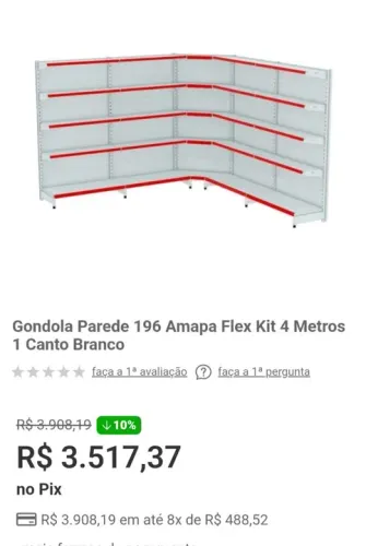Kit Gondolas Premium 1,70m 2 Iniciais + 2 Continuações + 1 Gôndola Canto ( preta ) - Amapá