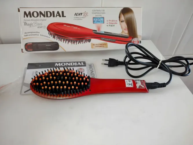 Escova Alisadora Digital Mondial Magic Brush Ion