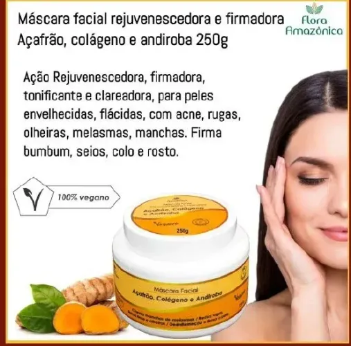 Mascara Facial Rejuvenescedora Açafrao Vegano Flor 250g Prom