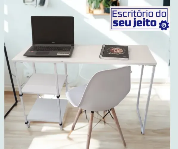 Mesa de Escritório prateleira 1,1m NOVA Multiuso para Computador Notebook de Estudo Birô
