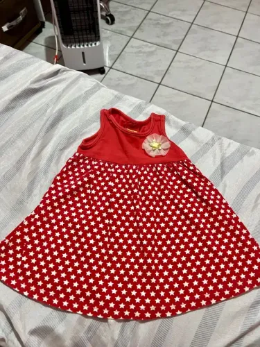 Vestido Infantil Estampado Vermelho TAM P