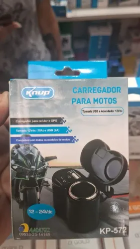Carregador para Moto Knup KP-572 - USB e Acendedor 12Vdc