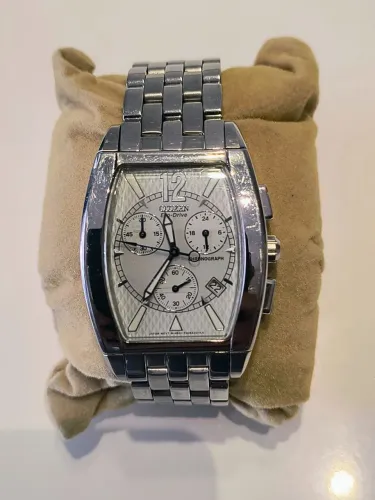 Relógio masculino Citizen Chronograph com mostrador branco - AT0000-55A<br><br>
