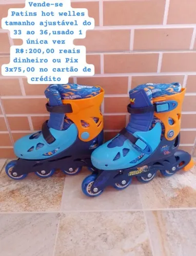 Vende-se patins hot welles tamanho ajustável do 33 ao 36 usado 1 única vez