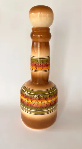 Garrafa Decorativa Retrô em Cerâmica Esmaltada - Estilo Anos 70