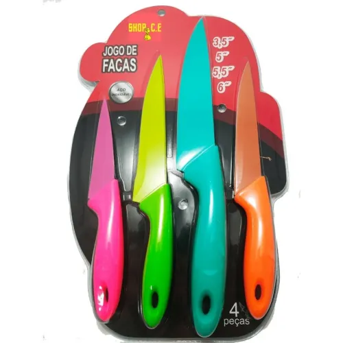 Jogo de Facas Coloridas 4 Peças