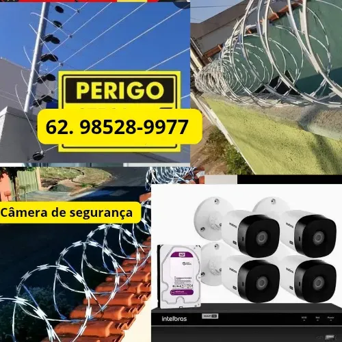 Instalação de câmera de segurança, manutenção de cerca elétrica, alarme, DVR, concertina 