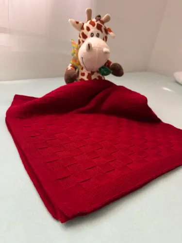 Manta de tricô para bebê - vermelho