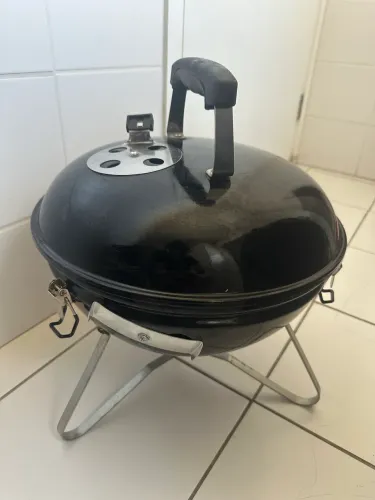 Churrasqueira De Mesa Móvel A Carvão Bafo Portátil 38cm Preto