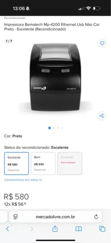 Impressora Bematech Mp-4200 Ethernet Usb