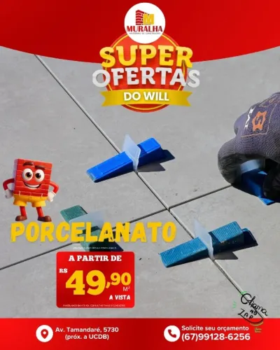 Porcelanato Barato em CG/MS | R$ 49,90/m² | Muralha Home Center