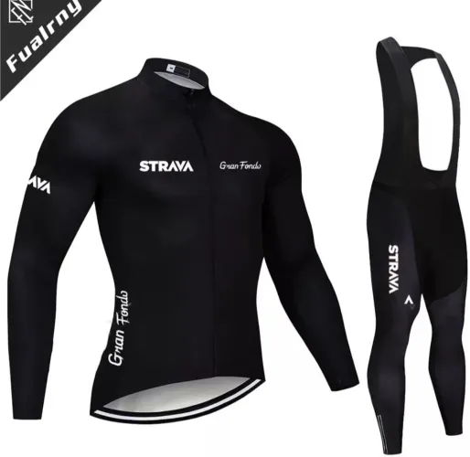 Conjunto de ciclismo Bretele calça e Camisa manga longa Strava