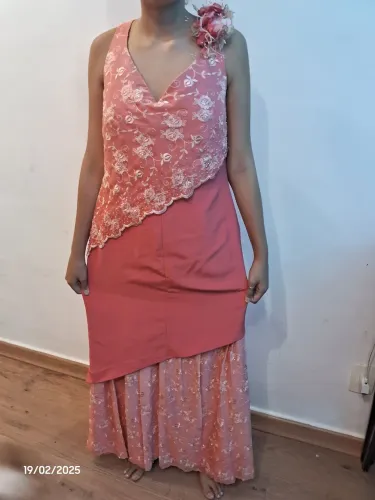 Vestido festa G salmão