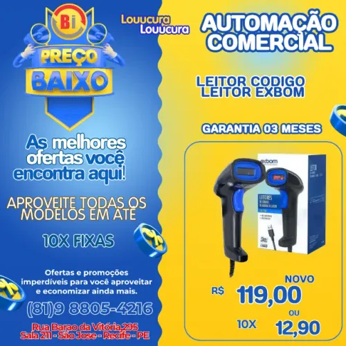 Leitor de código de barras laser USB com fio Layout Padrão FEBRABAN LCB-150 EXBOM