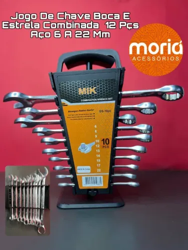 Jogo de Chave Combinada 6 a 22mm kit com 10 Peças 