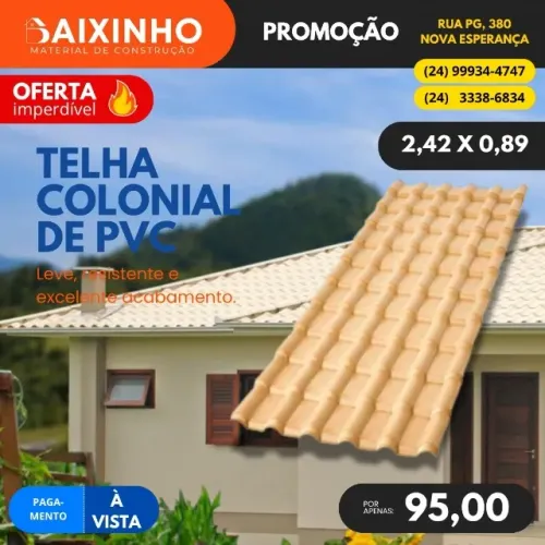 Telha Colonial PVC Marfim