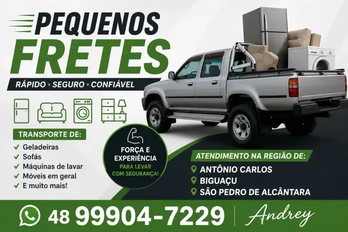 PEQUENOS FRETES ? ANTÔNIO CARLOS, BIGUAÇU e SÃO PEDRO DE ALCÂNTARA