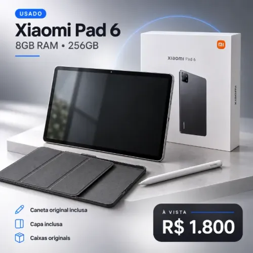 Xiaomi Pad 6 8GB RAM 256GB + Caneta Original + Capa + Caixas
