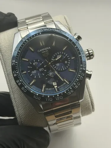 Relógio Tag H. Carrera Azul 43mm Quartzo Aço Inox Cronógrafo Linha Premium