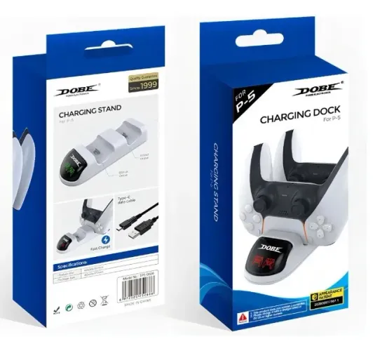 Carregador Duplo Dock Dobe Compatível Controle Ps5 Playstation 5 Carregamento Rápido