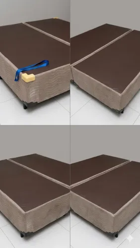 Cama Box Casal Usada em Bom Estado *Sem Colchão* Suede Bege Conservada Oferta Hoje