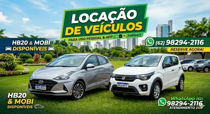 Locação/aluguel de veículo para uso pessoal ou aplicativo/99/uber