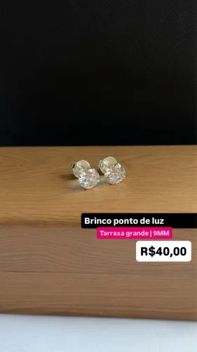 Par de Brincos Ponto de Luz Tarraxa Grande 9mm Prata 925