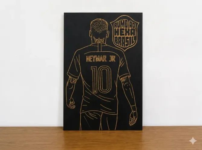 Quadro Neymar Jr Rumo ao Hexa 45x76cm MDF 6mm