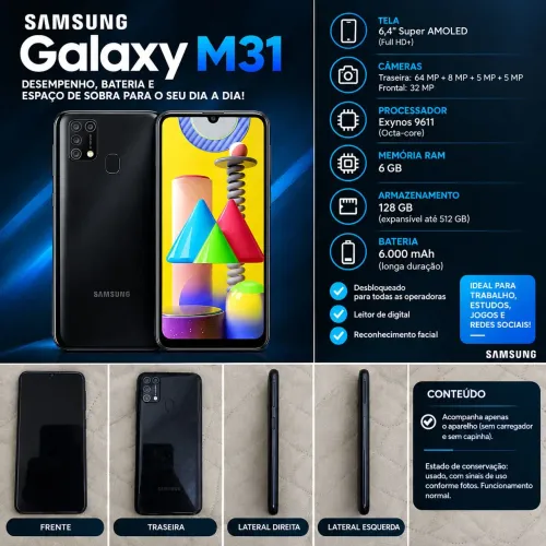 Samsung Galaxy M31 128GB ? Bateria 6.000 mAh