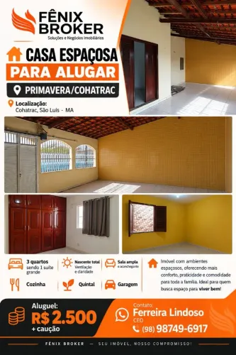 Casa no Jardim Primavera/Cohatrac (ALUGUEL)