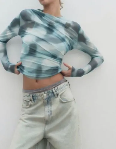 ZARA BLUSA tela com t shirt nadador P