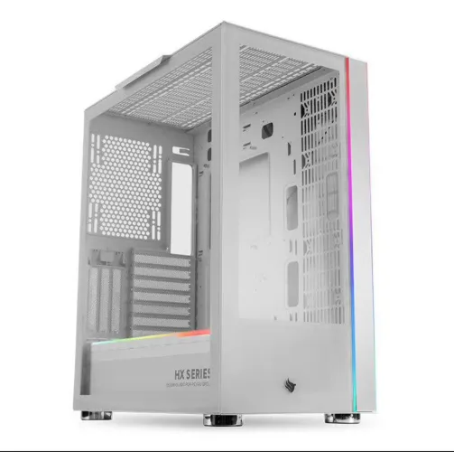 GABINETE GAMER PICHAU HX600, RGB, FULL-TOWER, LATERAL DE VIDRO, BRANCO, PG-HX6-WH01