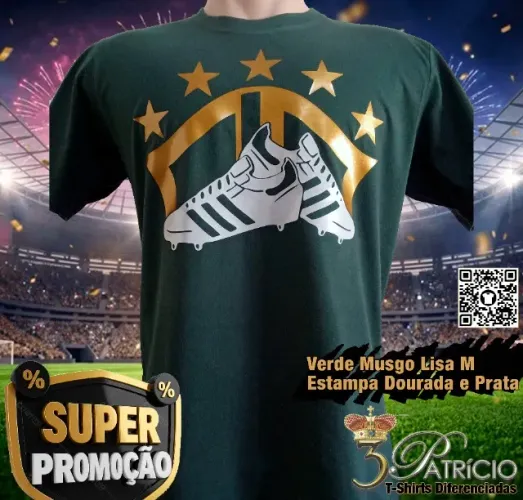 Camiseta Chuteira do Penta em 100% Algodão Premium Verde Musgo M