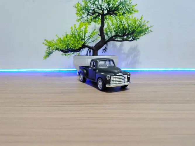 CARRINHO PICAPE PRETO E CROMADO CLÁSSICO COLECIONAVEL EM METAL