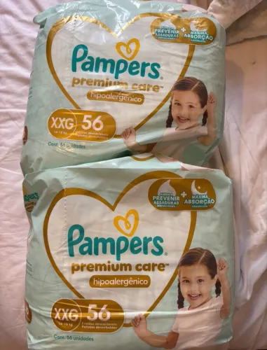 Dois pacotes pampers premium fita total 112un
