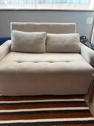 Sofá-Cama 2 Lugares Bege - 1,40m - Vira Cama de 1,90m