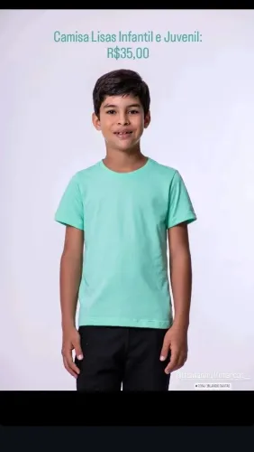 Camisas basicas infantil e Juvenil