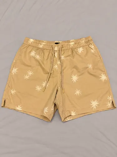 Short Água Pool Riachuelo M Bege Estampa Palmeiras