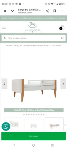 Berço Bo, modelo 3 em 1: Moisés, Berço e Mini Cama. 