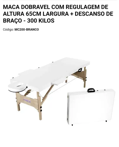 MACA DOBRAVEL COM REGULAGEM DE ALTURA 65CM LARGURA + DESCANSO DE BRAÇO - 300 KILOS