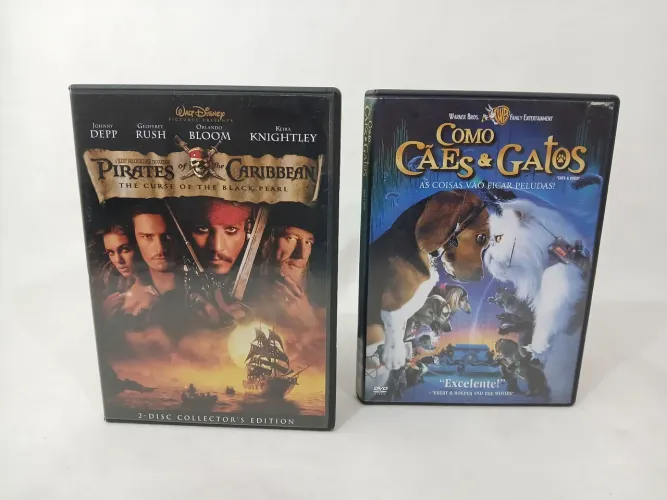 DVDs Originais com os filmes Como cães e gatos e Piratas do Caribe duplo disco