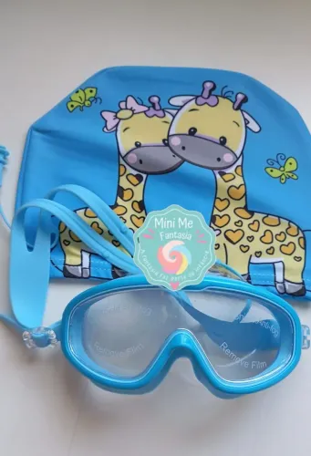 Kit Natação Infantil Touca e Óculos UV com Tapa Ouvido Menino
