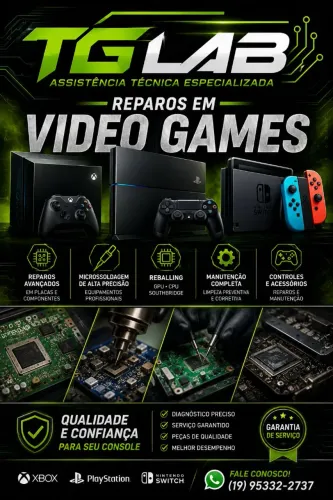 Reparos em video games, celulares notebooks e placa de video