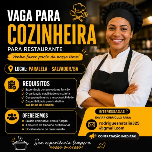 COZINHEIRA PARA RESTAURANTE