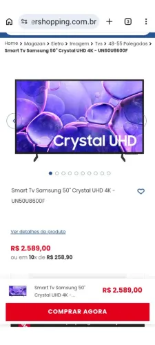 Tv Samsung Crystal UHD 50 Polegadas Semi nova