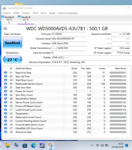 HD WD 500gb Usado Funcionando 100%